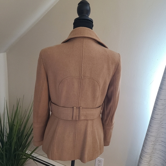 🌟MODA International Double-Breasted Wool-Blend Pea Coat, Camel Tan Size Small - Picture 7 of 9